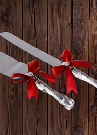 Набор нож и лопатка для свадебного торта (красный цвет) Код/Ар...