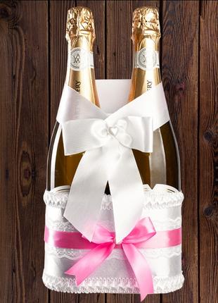 Корзинка для бутылок шампанского на 2 бутылки, розовый цвет (а...