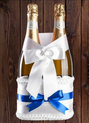 Корзинка для бутылок шампанского на 2 бутылки, синий цвет (арт...