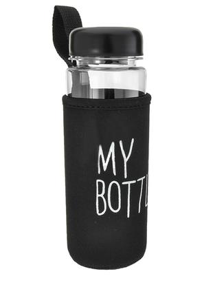 Бутылка My Bottle пластиковая черного цвета с чехлом Код/Артик...