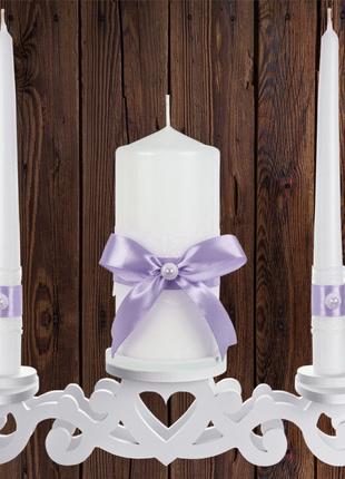 Набор свадебных свечей "Семейный очаг" лиловый цвет украшения ...