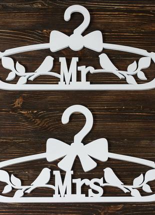 Свадебные вешалки "Mr Mrs", 2 шт 25х40 см, белый цвет, МДФ 6 м...
