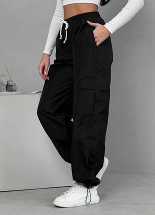 Чёрные карго штаны. Женские карго с боковыми карманами
