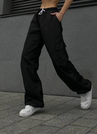 Чёрные карго штаны. Женские карго с боковыми карманами