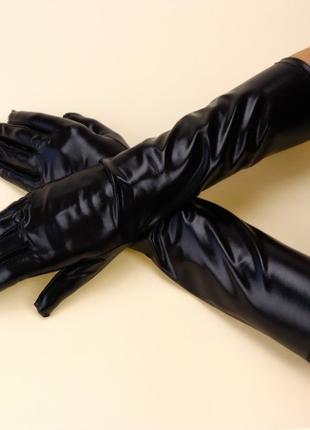 Перчатки атласные длинные (черные)