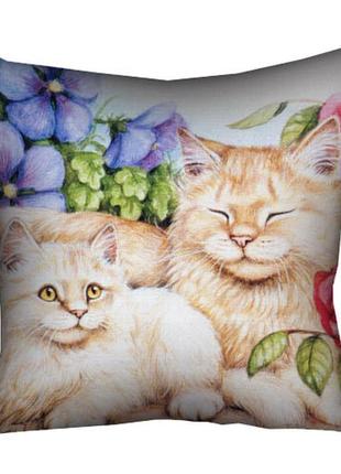 Подушка габардиновая c принтом кошка с котёнком 50x50 (5p_14m129)