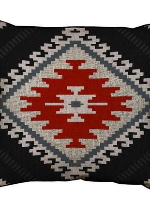 Подушка с мешковины серо-красный навахо орнамент 45x45 см (45p...