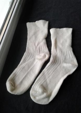 Носки вязаные белые тонкие шерстяные  36-37 р-р унисекс
