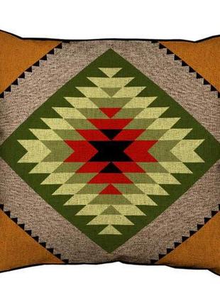 Подушка с мешковины оранжевый навахо орнамент 45x45 см (45phb_...
