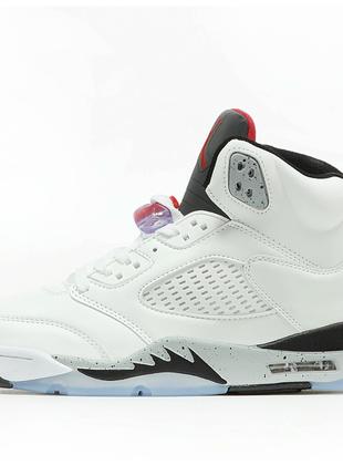 Мужские кроссовки Nike Air Jordan 5 Retro White Black Blue, бе...