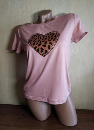 Розовая футболка с принтом размер 36 shein