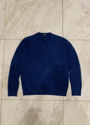 Кашемировый свитер uniqlo 100% кашемир синий джемпер