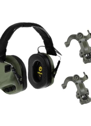 Тактичні активні навушники EARMOR M31 Gren+ кріплення чебурашк...