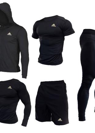 Компрессионная одежда 5 в 1 Adidas комплект для тренировок черный