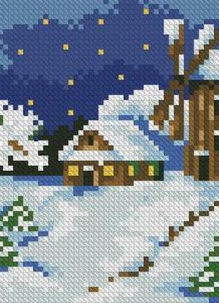 Алмазная мозаика Зимний пейзаж 15x15см DM-021 Полная зашивка. ...