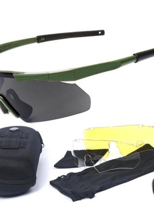 Тактичні окуляри олива 3 комплекти змінних лінз