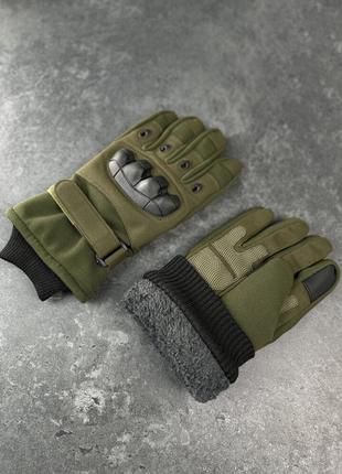 Зимові тактичні повнопалі рукавиці Олива