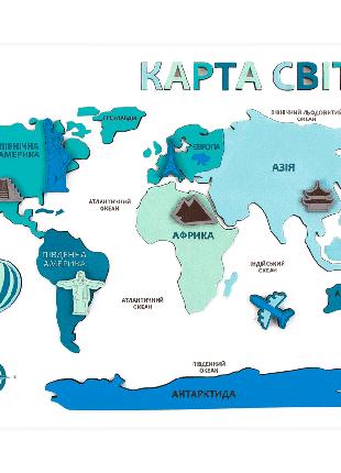 Набор Карта мира 3D МДФ 30,5х37,5см ROSA Talent