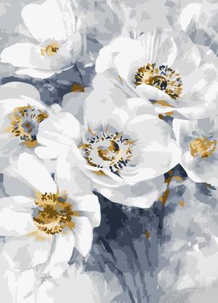 Картина по номерам Strateg Букет белых цветов с лаком 40x50 см...