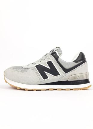 Женские кроссовки new balance 574 світло сірі на бежевій