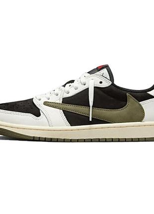 Мужские кроссовки nike air jordan 1 low og x travis scott olive