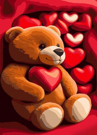 Картина по номерам Strateg Медведь с сердцами 40x50 см GS965 G...