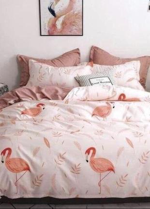 Полуторное постельное бязь 100% хлопок Фламинго осень