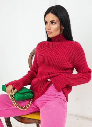 Яркий лаконичный свитер «dixon156» в стиле вязка-резинка стане...