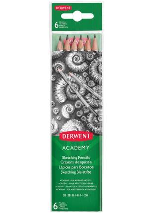 Набор графитных карандашей Academy 6шт Derwent