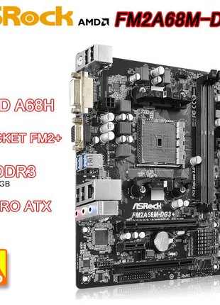 Материнская плата ASRock FM2A68M-DG3+ (sFM2/FM2+, AMD A68H, PCI-E