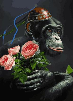 Картина за номерами Babylon Мавпа з трояндами 40x50 см у короб...