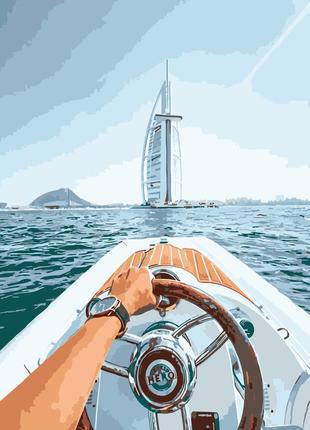 Картина по номерам Strateg На лодке у моря в Дубае 40x50 см DY...