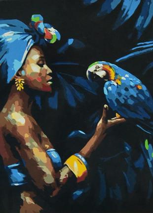 Картина по номерам Strateg Африканская девушка с попугаем 50x5...