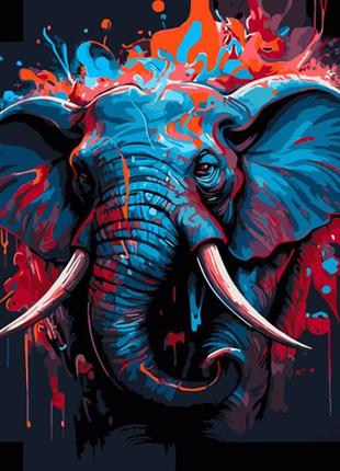 Картина по номерам Strateg Красочный слон с лаком 40x50 см DY4...