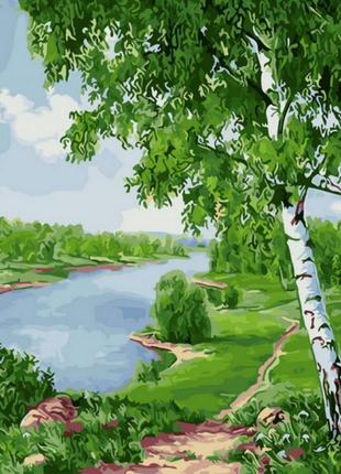 Картина за номерами Brushme Берези за живописом річки 40x50 см...