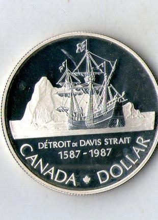 Канада › Королева Елизавета II 1 доллар, 1987 400 лет открытию...