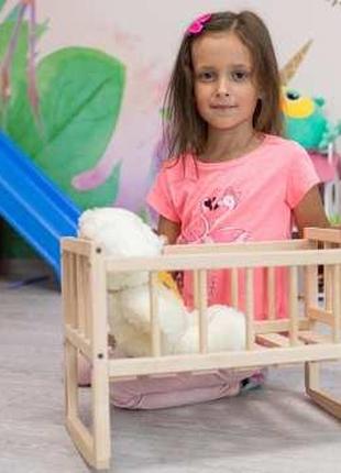 Ліжко для ляльок дерев'яне 44х26х31 см дитяча іграшка з еколог...