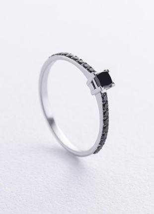 Помолвочное кольцо с черными бриллиантами (белое золото) 23751...