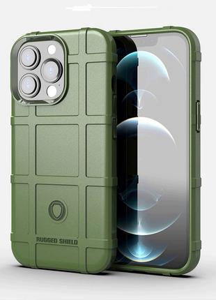 Противоударный чехол бампер Shield для iPhone 15 Pro зеленый р...