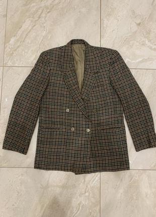 Винтажный шерстяной пиджак жакет блейзер коричневый
