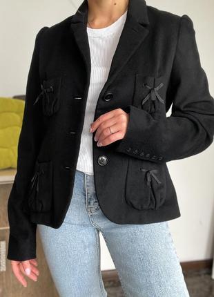 Бомбовий пиджак / жакет чёрного цвета из шерстяной смеси by ma...