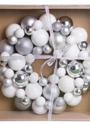 Різдвяний вінок Jumi з ялинкових пластикових кульок 34 см Біли...