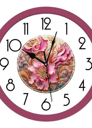 Настінний годинник із безшумним механізмом круглі білі рожеві ...