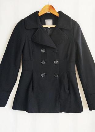 Черное шерстяное подростковое пальто lindex