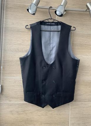 Черная жилетка, классическая, костюмный жилет в стиле zara