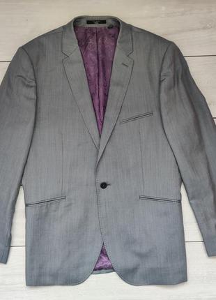 Мужской серый пиджак 80% шерсть премиум бренд