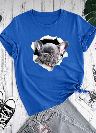 Стильная футболка с 3D накатом Собачка синий