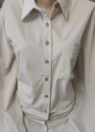 Вельветовая удлиненная женская рубашка прямого кроя 54-56 размера