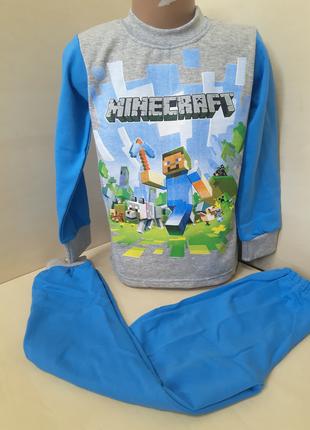 Подростковая Теплая байковая Пижама для мальчика Minecraft р.1...