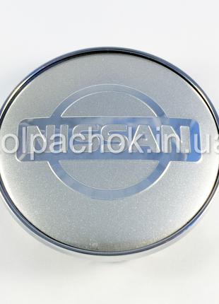 Колпачок на диски Nissan серебро/черный лого (62-68мм)